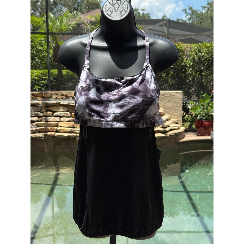 Nike Womens Layered Tie Dye Tankini Swim Top Large